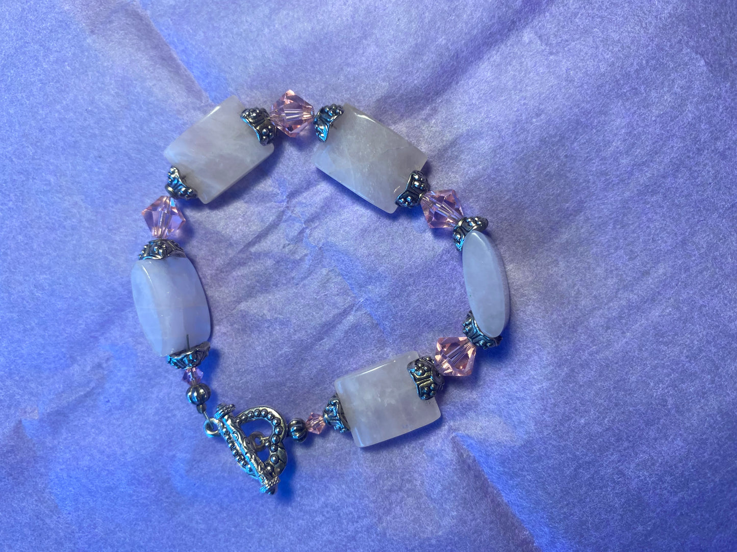 Pink Quartz and Crystal Bracelet
