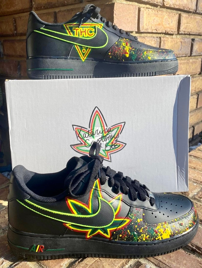 Rasta THC! Nike Air Force 1s - US Men's S 12