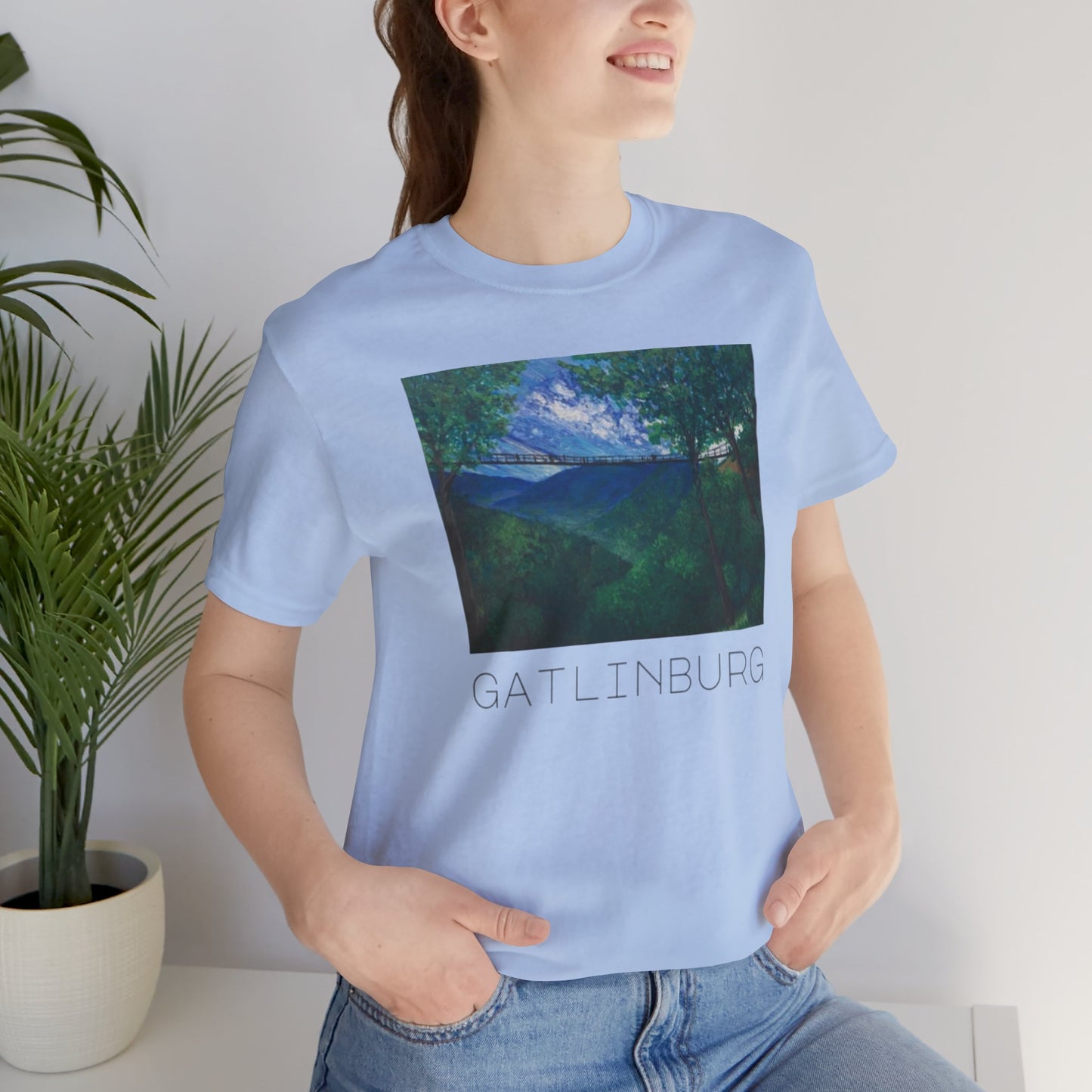 Gatlinburg Nature Art Tee, Unisex Short Sleeve Shirt, Gift for Nature Lovers, Casual Travel Wear, Vacation Souvenir Tee