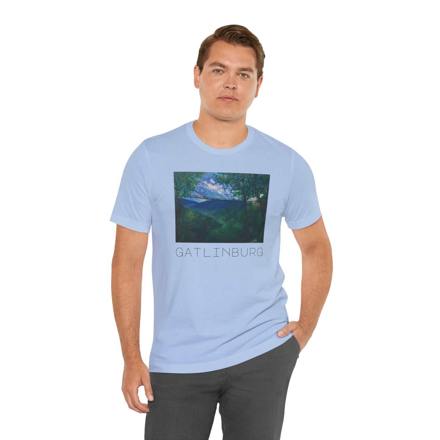 Gatlinburg Nature Art Tee, Unisex Short Sleeve Shirt, Gift for Nature Lovers, Casual Travel Wear, Vacation Souvenir Tee