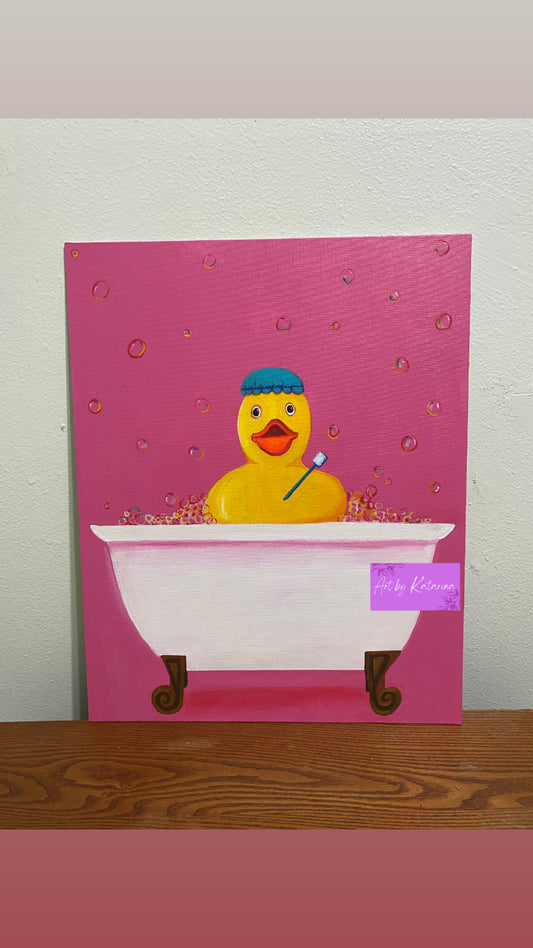 Rubber Duckie at Bath Time - Original Painting