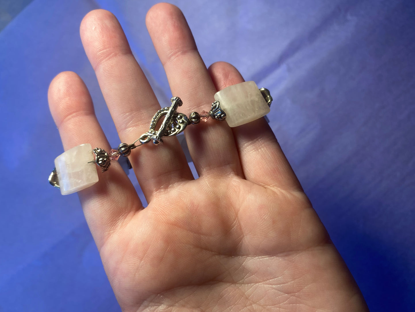 Pink Quartz and Crystal Bracelet