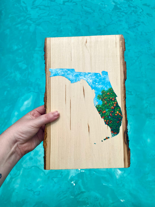 Florida Oranges on Wood Panel