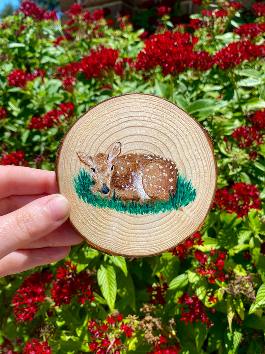 Fawn on Wood Round